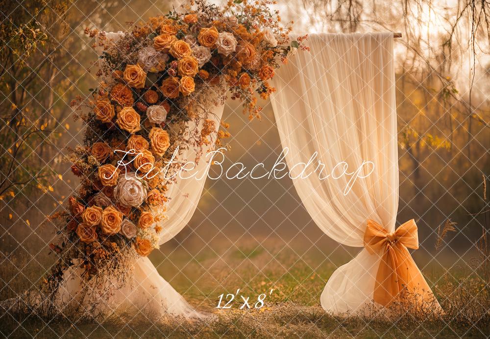 Kate Mariage Arche Fleurs Orange Toile de fond en Laine conçue par Emetselch - Kate Backdrop FR