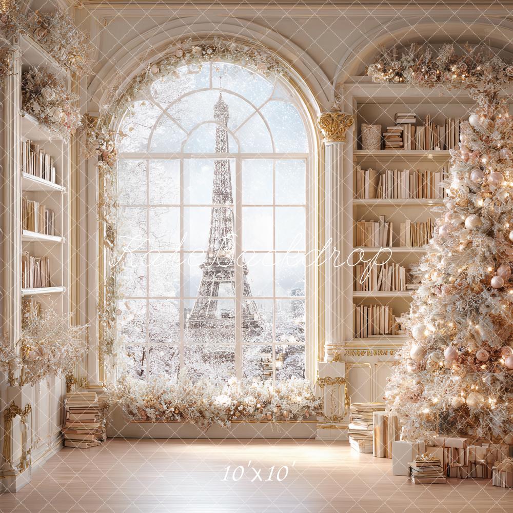 Kate Noël Tour Eiffel Bibliothèque Hiver Toile de fond conçue par Ashley Paul