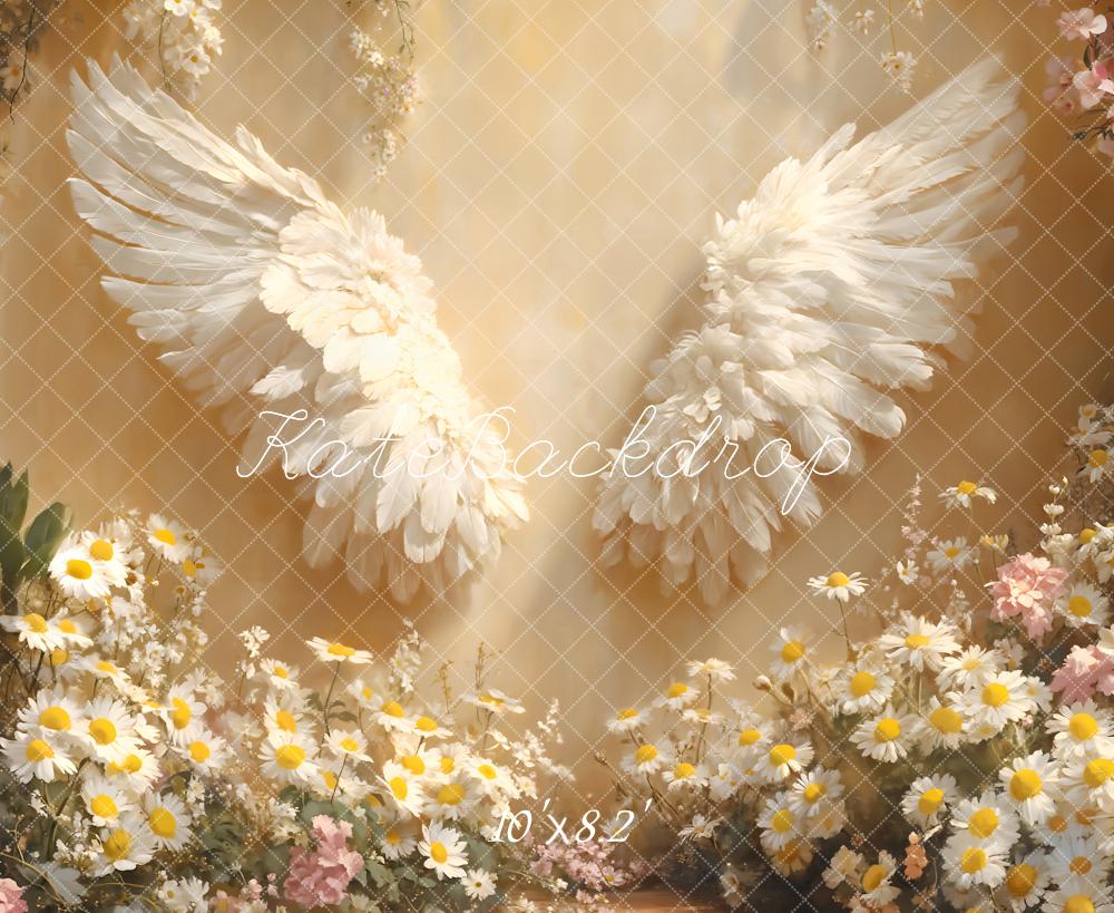 Kate Nouveau-né Ailes Anges Fleurs Toile de fond conçue par Emetselch
