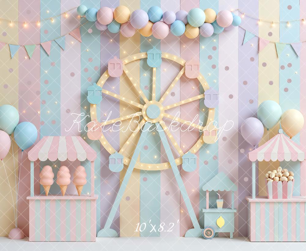 Kate Fête Foraine Grande Roue Stand Pastel Toile de fond conçue par Mini MakeBelieve - Kate Backdrop FR