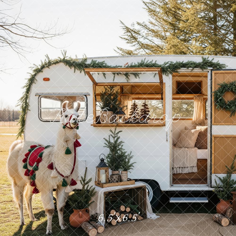 Kate Noël Caravane Lama Forêt Toile de fond conçue par Patty Roberts