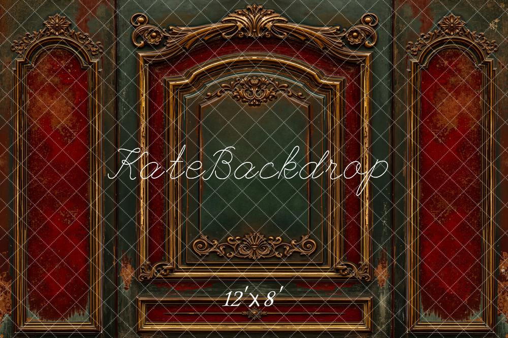 Kate Architecture Cadre Ornemental Rouge Toile de fond en Laine conçue par Emetselch - Kate Backdrop FR