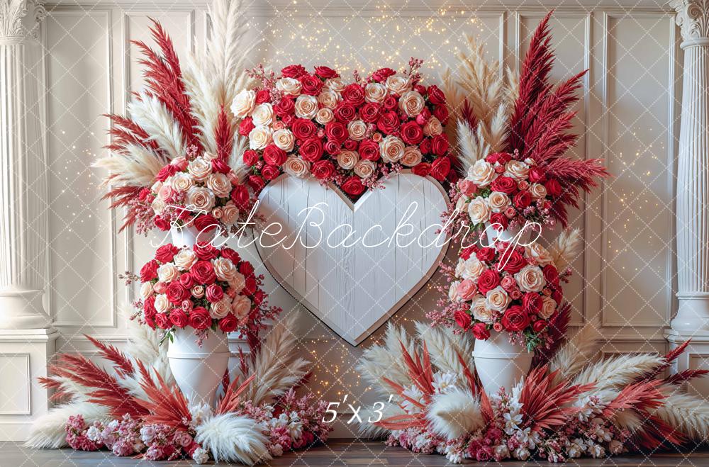 Kate Saint Valentin Mariage Fleurs Pampas Toile de fond conçue par Mini MakeBelieve