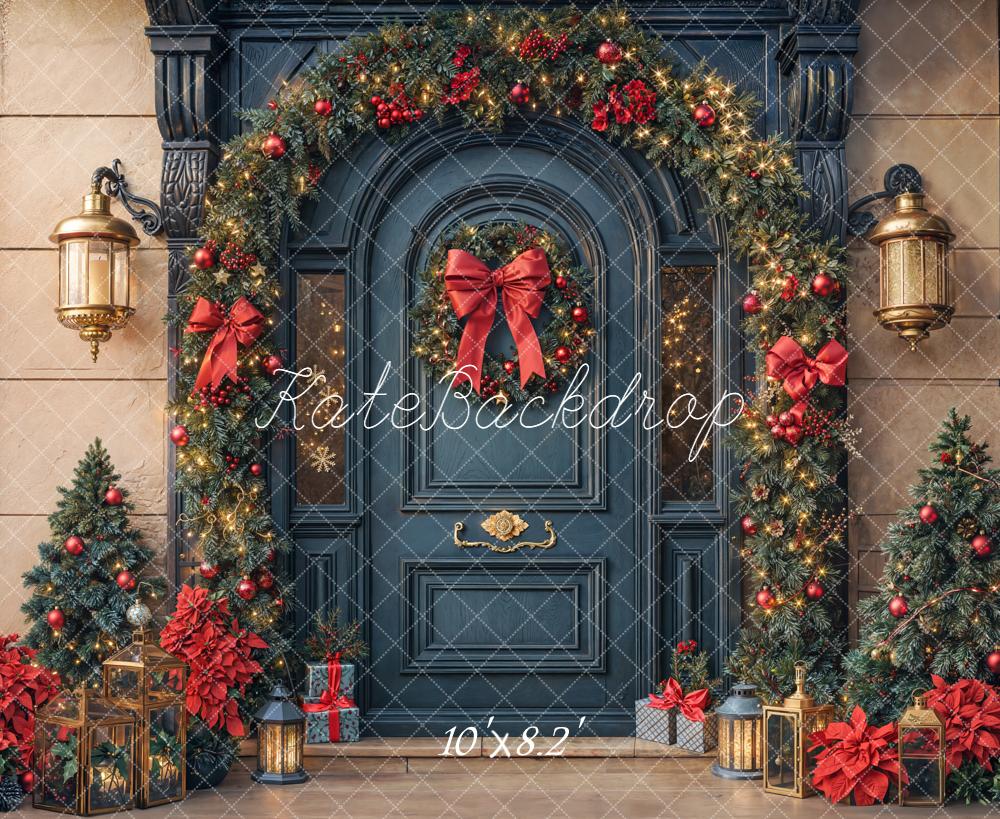 Kate Noël Porte Décors Lanternes Sapins Toile de fond conçue par Emetselch - Kate Backdrop FR