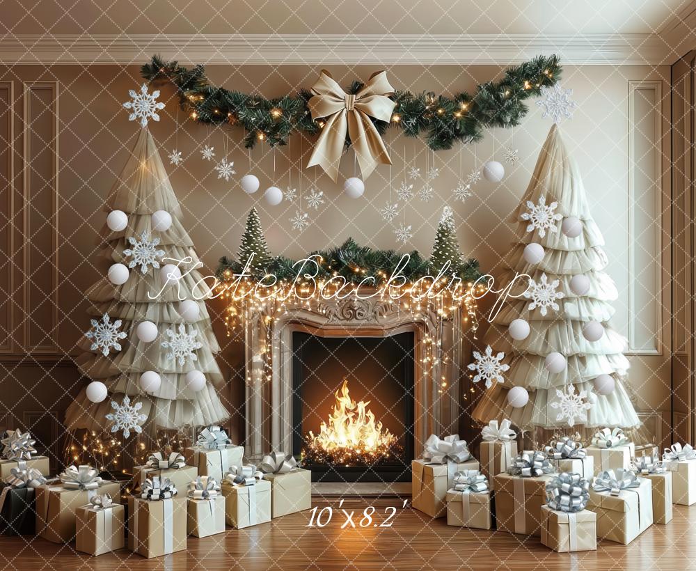 Kate Noël Cheminée Neiges Cadeaux Toile de fond conçue par Mini MakeBelieve - Kate Backdrop FR