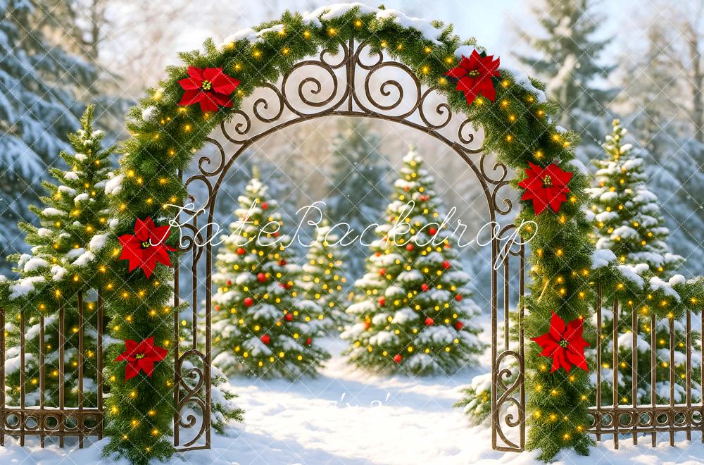Kate Noël Arche Sapins Neige Toile de fond conçue par Mini MakeBelieve - Kate Backdrop FR