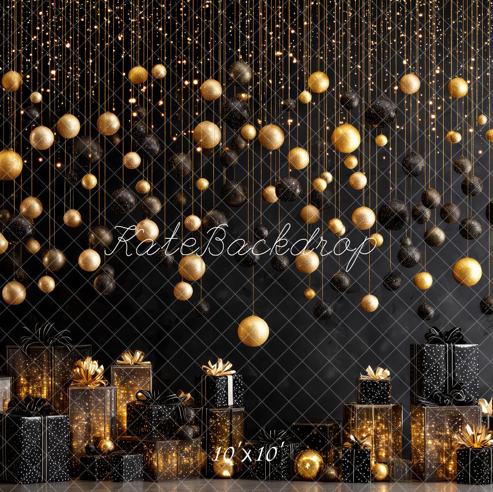 Kate Noël Cadeaux Ornements Or Noir Toile de fond conçue par Patty Roberts - Kate Backdrop FR