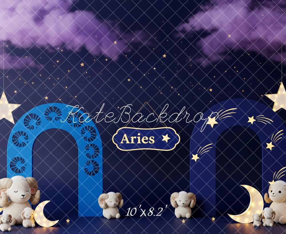 Kate Nuit Ciel Étoiles Lune Peluches Toile de fond conçue par Patty Roberts