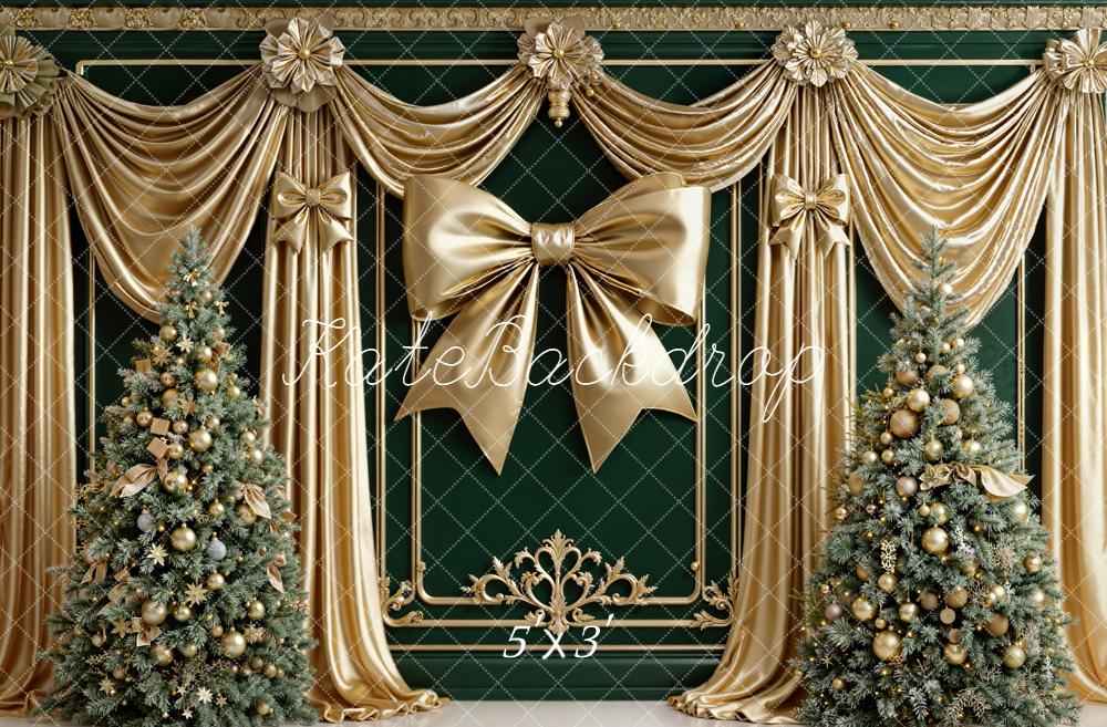 Kate Noël Sapin Rubans Doré Vintage Toile de fond conçue par Emetselch - Kate Backdrop FR