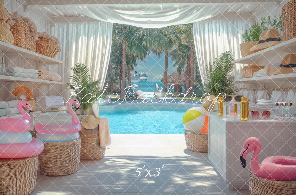 Kate Été Piscine Palmiers Accessoires Toile de fond conçue par Mini MakeBelieve - Kate Backdrop FR