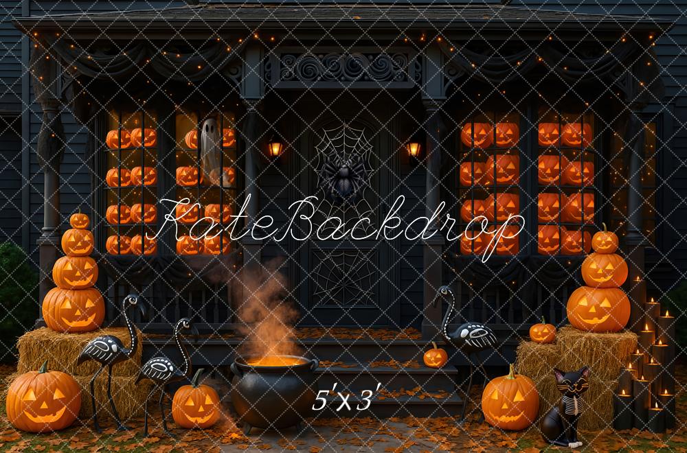 Kate Halloween Citrouilles Chaudrons Toile de fond conçue par Mini MakeBelieve - Kate Backdrop FR