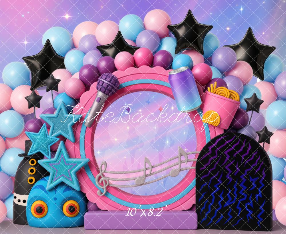 Kate Musique Ballons Étoiles Coloré Toile de fond conçue par Mini MakeBelieve