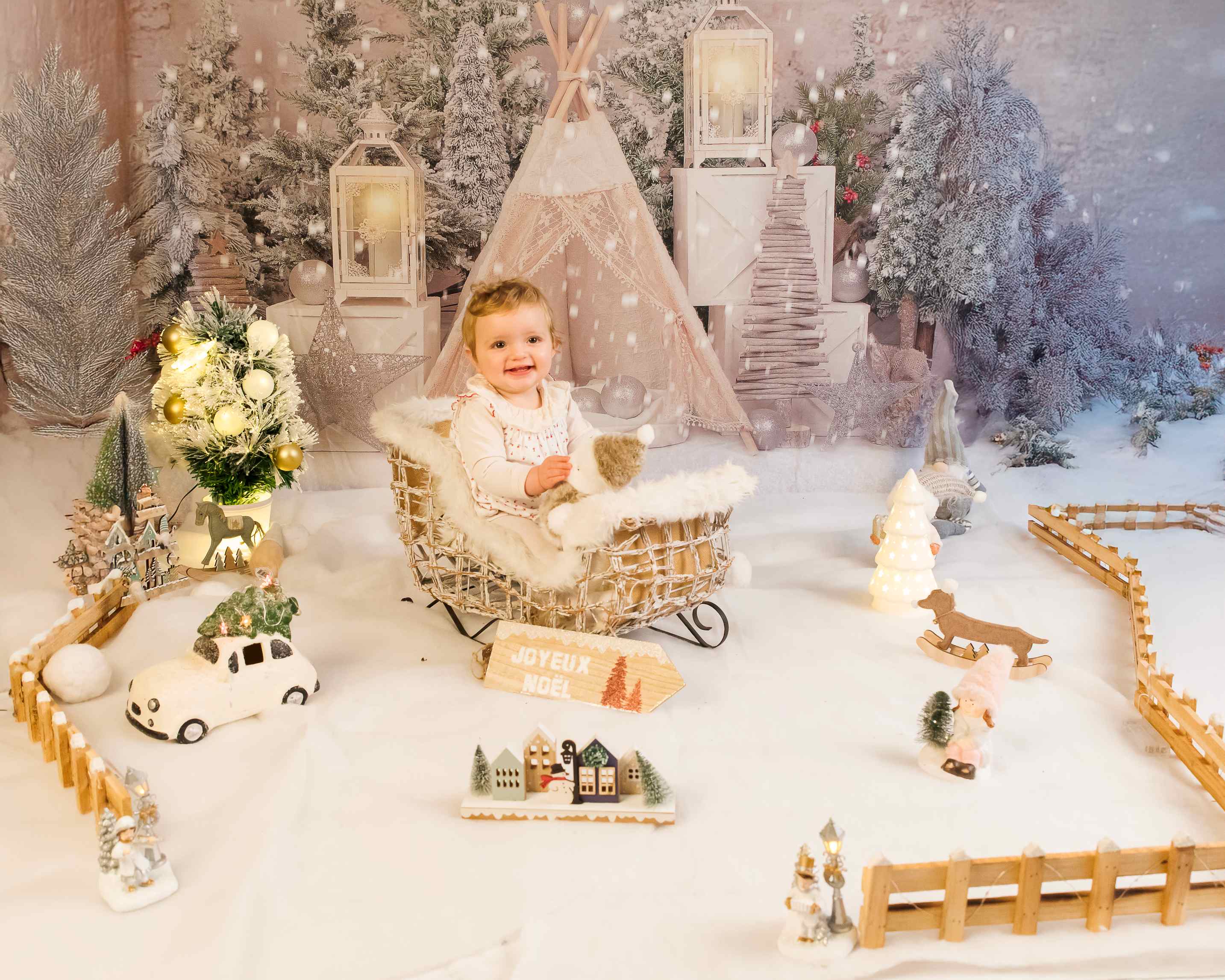 Kate Sapin de Noël Tente Arbres Hiver Neige Toile de fond Conçu par Emetselch - Kate Backdrop FR