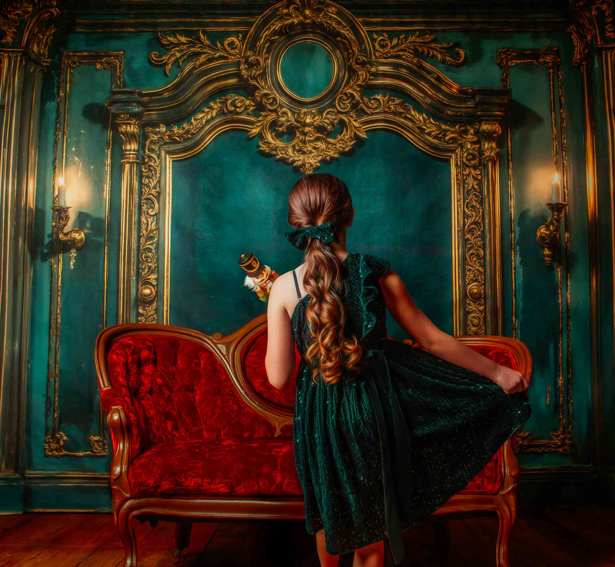 Kate Vert Mur Vintage Orné Classique Toile de fond conçue par Emetselch - Kate Backdrop FR