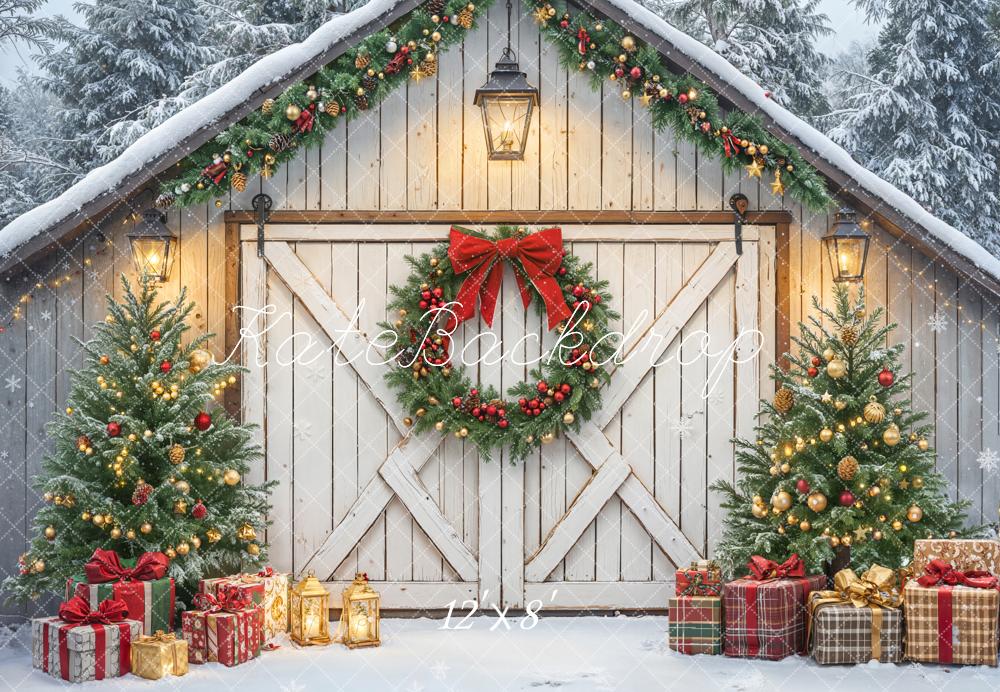 Kate Noël Grange Sapins Cadeaux Toile de fond en Laine conçue par Emetselch - Kate Backdrop FR