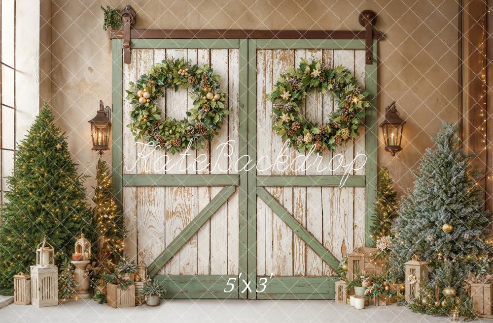 Kate Noël Portes Couronnes Sapins Toile de fond conçue par Emetselch - Kate Backdrop FR