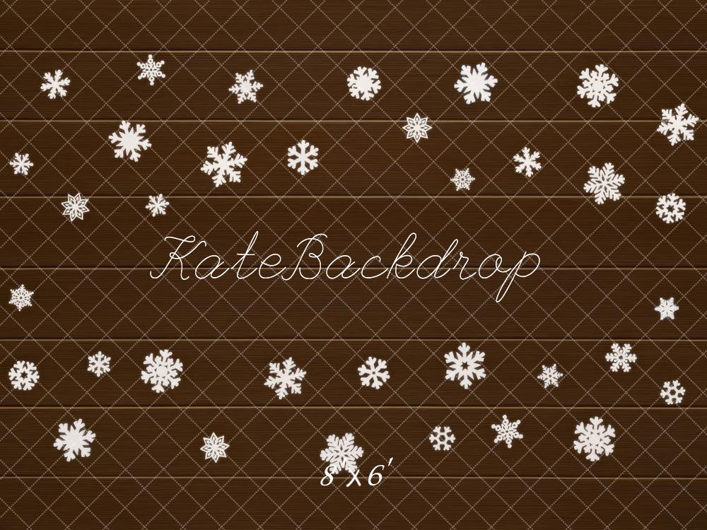 Kate Hiver Flocons Bois Marron Sol Toile de fond conçue par Mini MakeBelieve