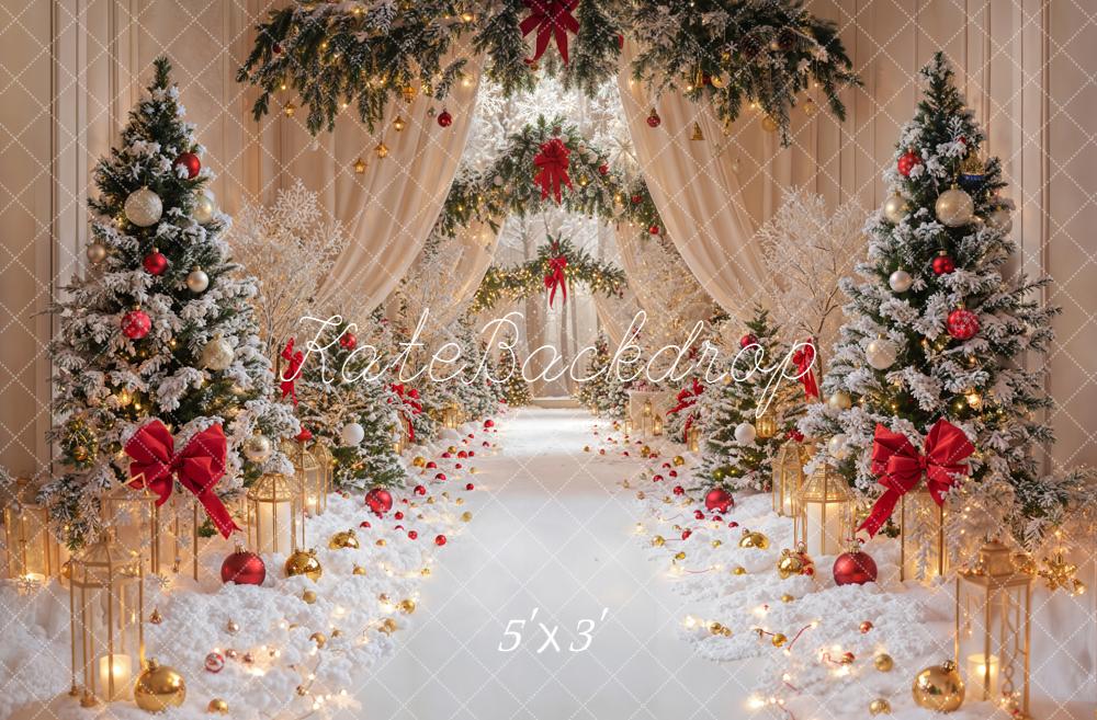Kate Noël Allée Sapins Décorations Toile de fond conçue par Emetselch - Kate Backdrop FR