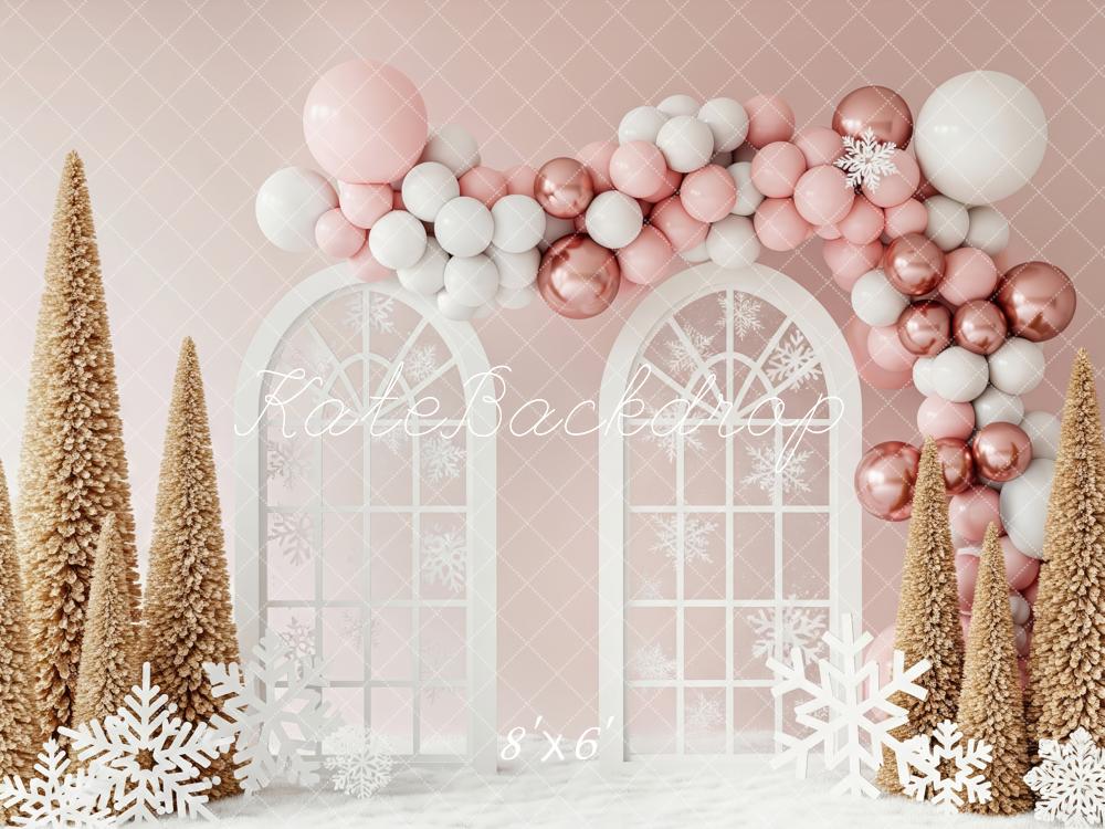 Kate Hiver Arches Ballons Neige Arbres Toile de fond conçue par Patty Roberts