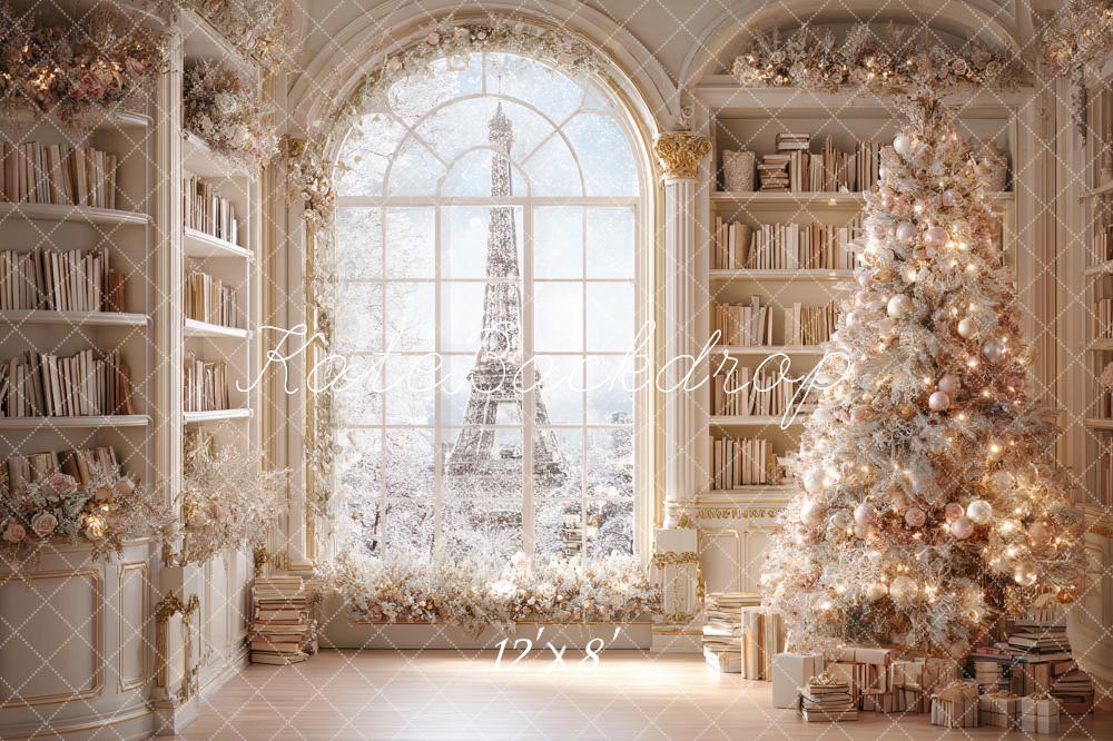 Kate Noël Tour Eiffel Bibliothèque Hiver Toile de fond conçue par Ashley Paul
