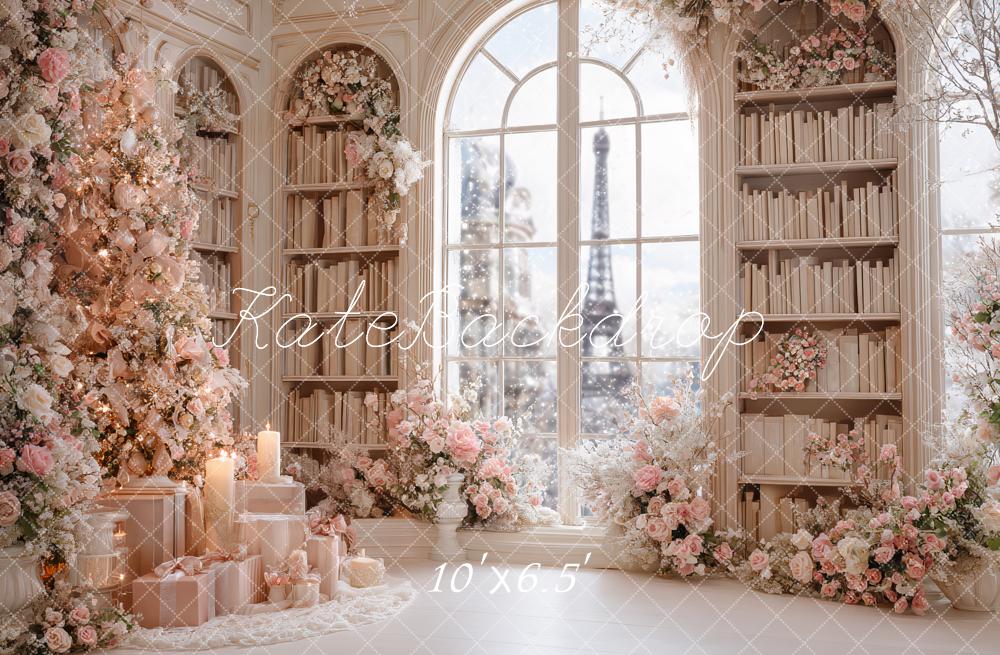 Kate Bibliothèque Fleurs Rose Paris Toile de fond conçue par Ashley Paul