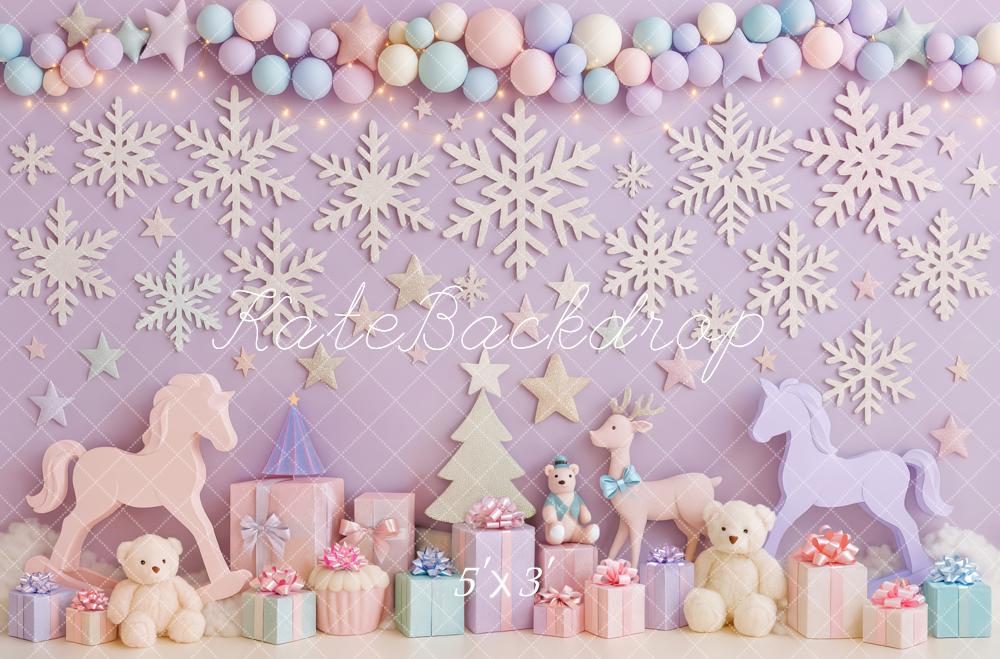 Kate Noël Flocons Cadeaux Licorne Pastel Toile de fond conçue par Patty Roberts
