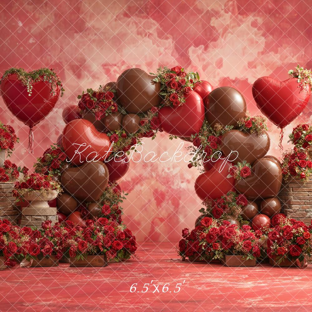 Kate La Saint Valentin Ballons Arche Fleurs Toile de fond conçue par Emetselch