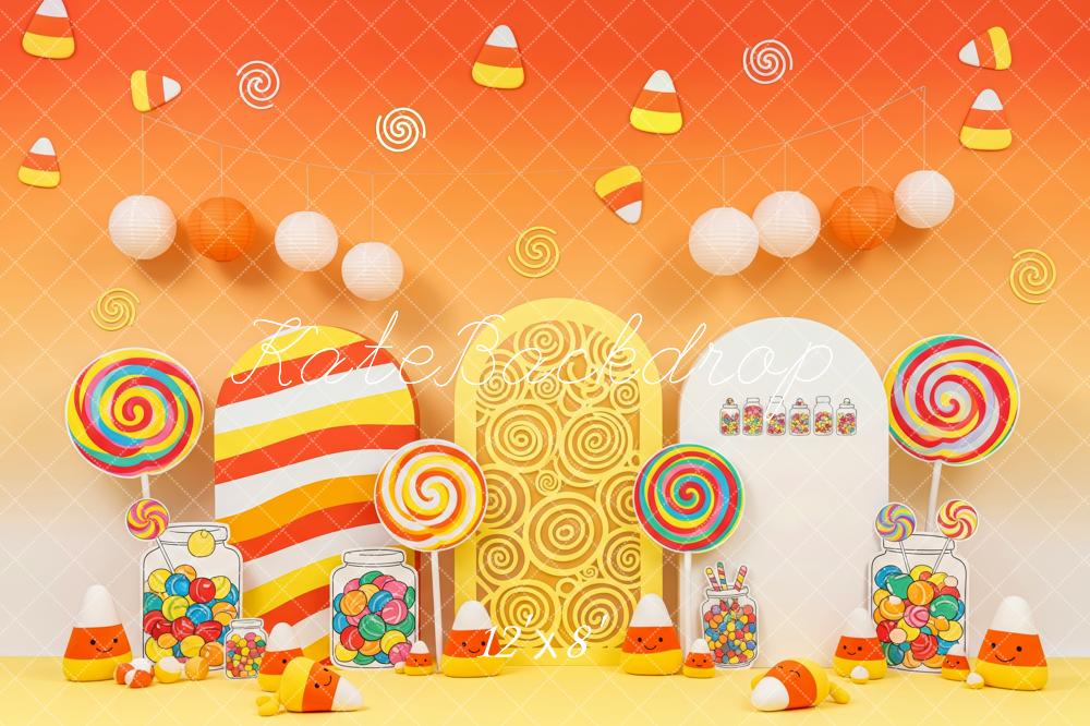 Kate Anniversaire Bonbon Lollipop Orange Toile de fond conçue par Patty Roberts