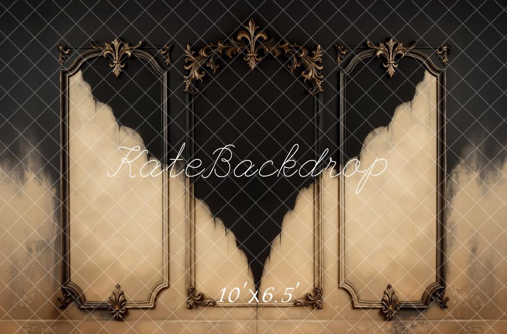 Kate Architecture Baroque Mur Noir Beige Toile de fond conçue par Mini MakeBelieve