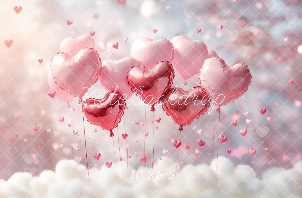 Kate La Saint Valentin Ballons Cœurs Nuages Toile de fond conçue par Emetselch - Kate Backdrop FR