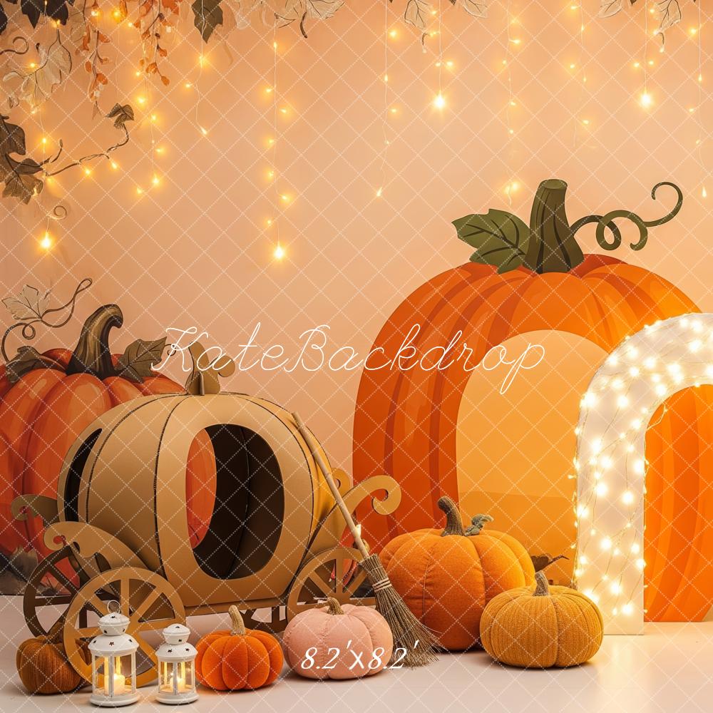 Kate Automne Citrouilles Arc Lumières Toile de fond conçue par Patty Roberts - Kate Backdrop FR