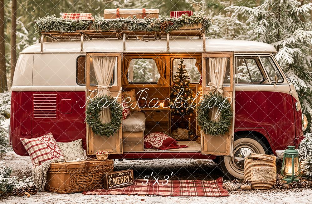Kate Noël Camping-car Rouge Forêt Toile de fond conçue par Emetselch - Kate Backdrop FR