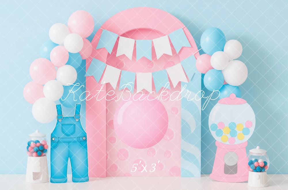 Kate Anniversaire Fête Ballons Bonbons Toile de fond conçue par Mini MakeBelieve - Kate Backdrop FR