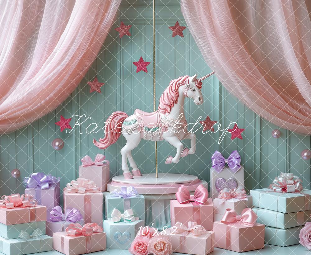 Kate Licorne Manège Cadeaux Rideaux Toile de fond conçue par Mini MakeBelieve - Kate Backdrop FR