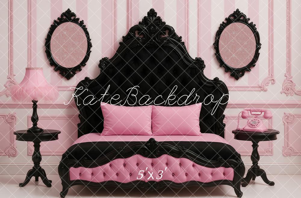 Kate Chambre Vintage Tête de lit Rose Noir Toile de fond conçue par Ashley Paul
