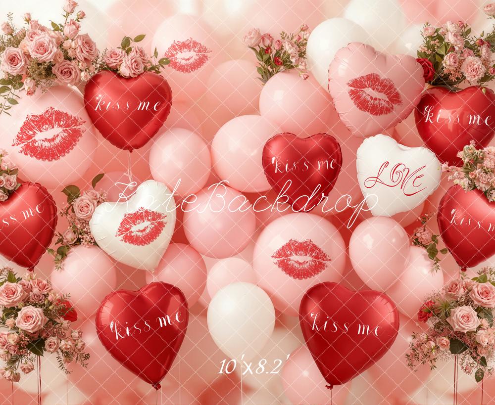Kate La Saint Valentin Ballons Fleurs Baisers Toile de fond conçue par Emetselch
