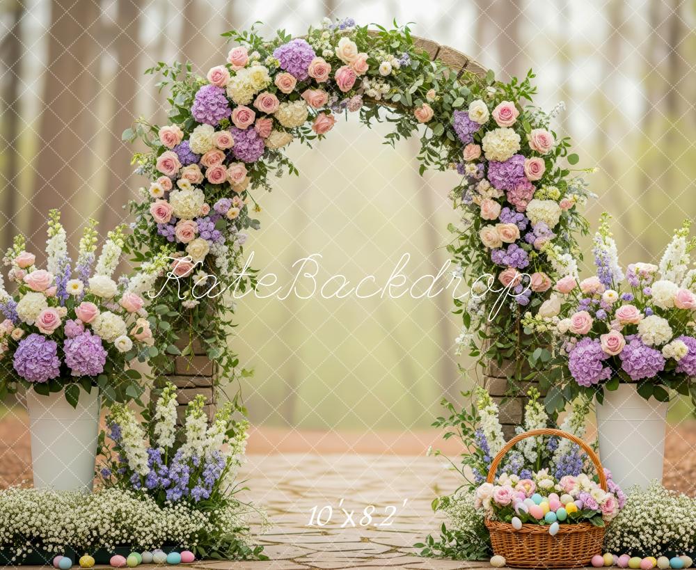 Kate Arc de Fleurs Pâques Œufs Forêt Toile de fond en Polar conçue par Patty Roberts