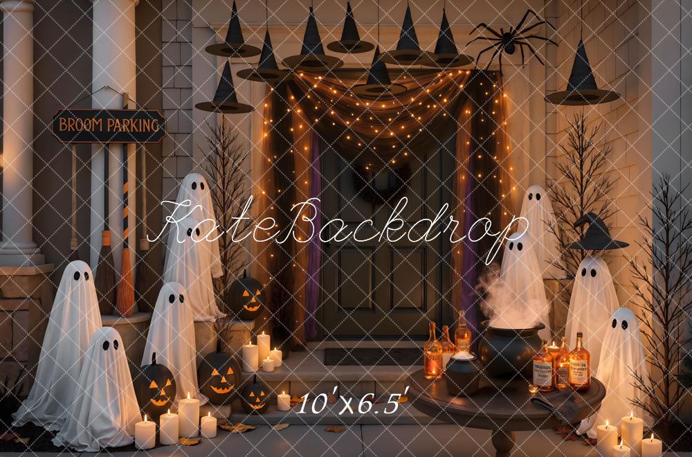Kate Halloween Fantômes Citrouilles Chapeaux Toile de fond conçue par Mini MakeBelieve - Kate Backdrop FR
