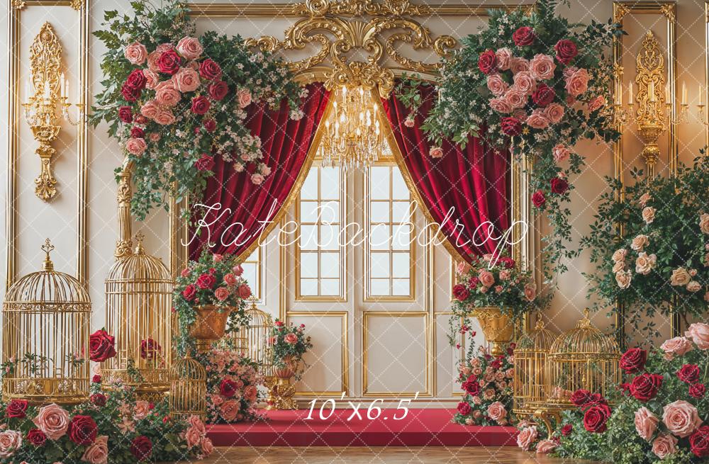 Kate Mariage Fleurs Cage Doré Vintage Toile de fond conçue par Emetselch