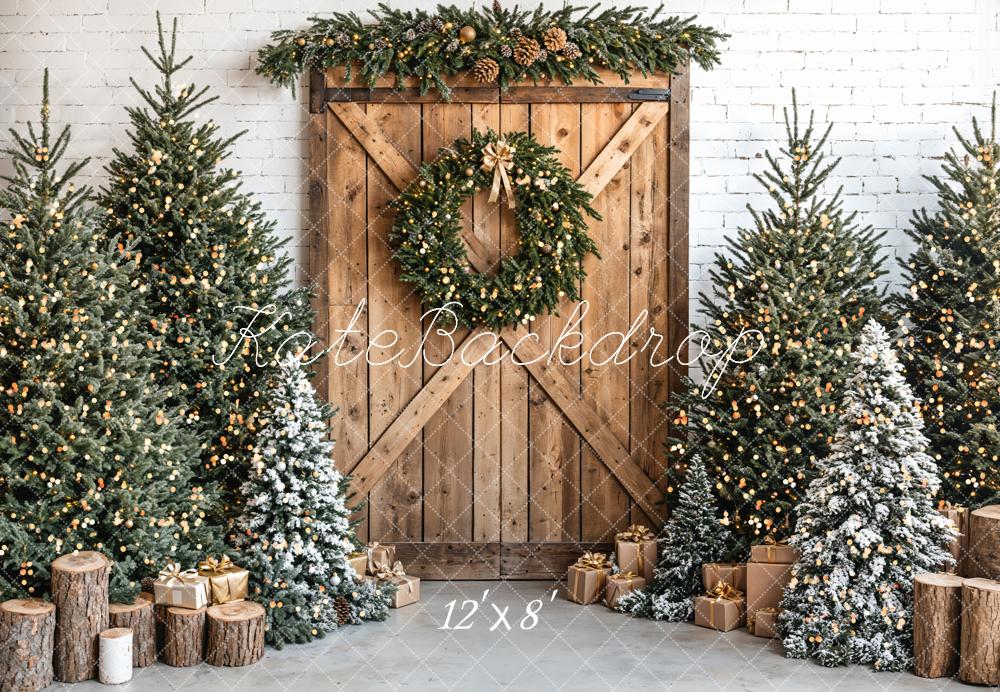 Kate Noël Sapins Cadeaux Bois Toile de fond en Laine conçue par Emetselch
