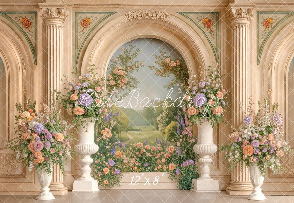Kate Architecture Colonne Fleurs Printemps Toile de fond en Polar conçue par Emetselch