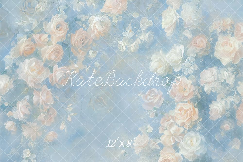 Kate Fleurs Roses Bleu Pastel Toile de fond conçue par GQ