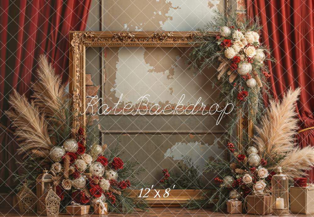 Kate Noël Cadre Doré Bohème Fleurs Toile de fond en Laine conçue par Emetselch - Kate Backdrop FR