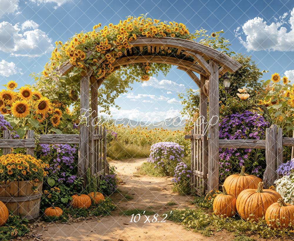 Kate Automne Arche Tournesols Citrouilles Toile de fond conçue par Emetselch - Kate Backdrop FR