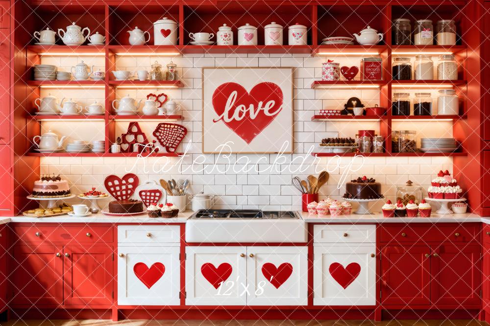 Kate Saint Valentin Cuisine Cœurs Toile de fond en Laine conçue par Emetselch