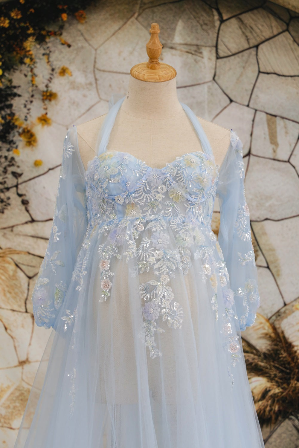 Kate Maille Col licou Manche mi-longue Dos nu Robe de Grossesse pour Séance Photo - Kate Backdrop FR