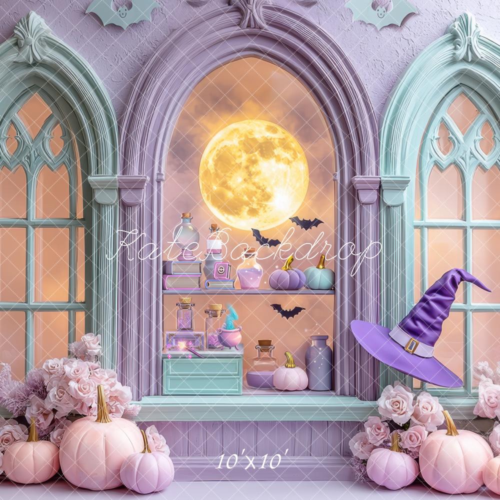 Kate Halloween Lune Citrouilles Potions Toile de fond conçue par Mini MakeBelieve - Kate Backdrop FR