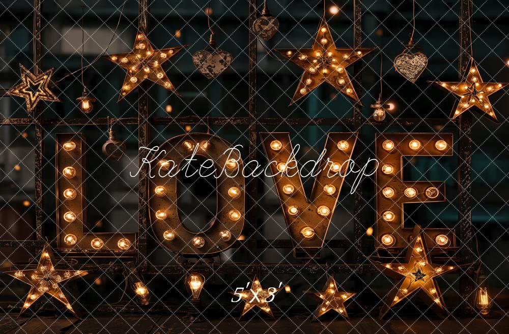 Kate Saint Valentin LOVE Lumière Étoiles Toile de fond conçue par Emetselch - Kate Backdrop FR