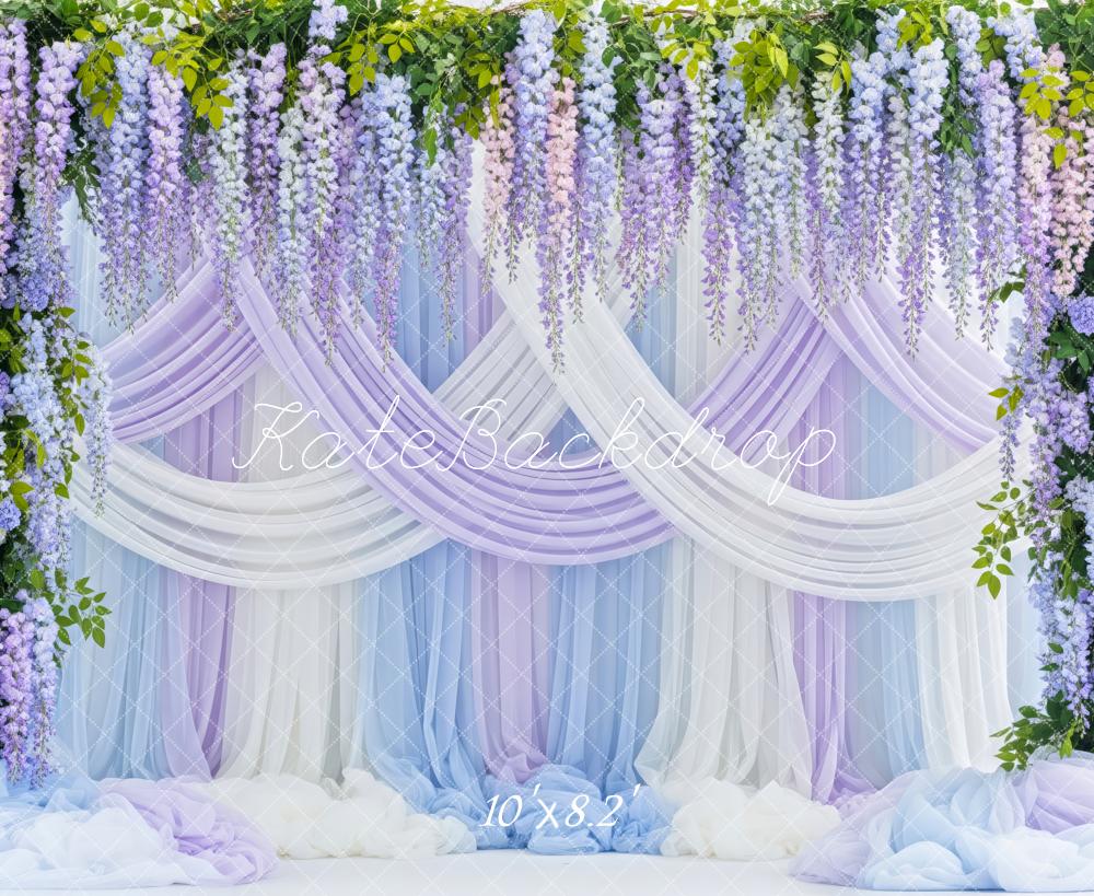 Kate Mariage Fleurs Suspendues Drapé Toile de fond conçue par Patty Roberts