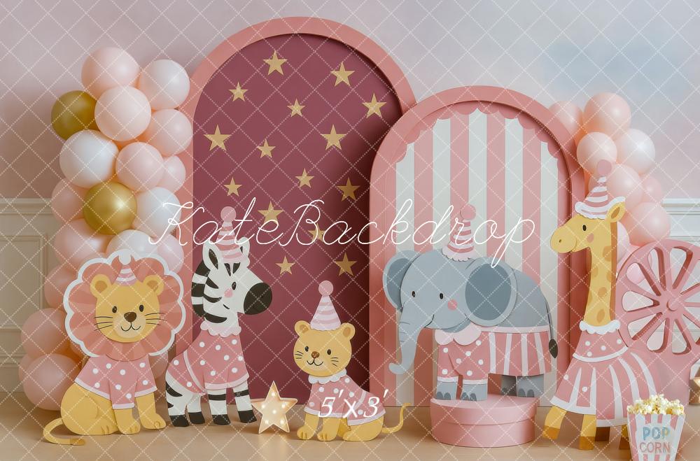 Kate Cirque Animaux Étoiles Ballons Toile de fond conçue par Mini MakeBelieve - Kate Backdrop FR